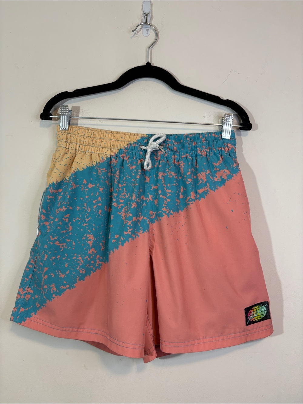 Slunks Men’s Small Beach Volleyball Shorts Retro Surf Pastel